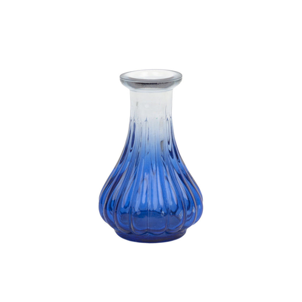 Jarrón pequeño de vidrio reciclado azul para cogollos | Decoración del hogar |