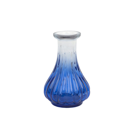 Jarrón pequeño de vidrio reciclado azul para cogollos | Decoración del hogar |