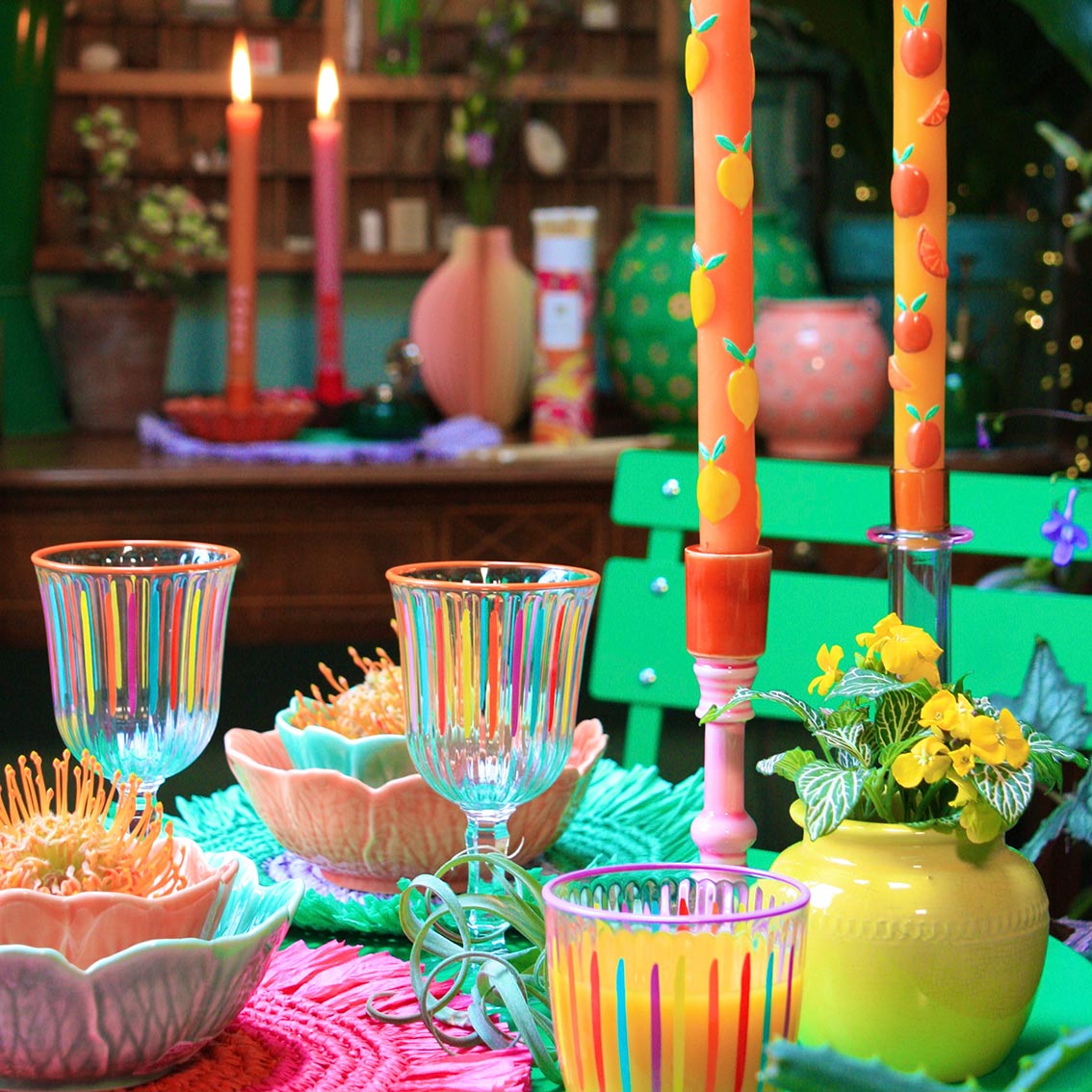 Velas para cena llamativas de frutas de verano, paquete de 2