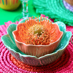 Manteles individuales de rafia de papel rosa y naranja para mesa - Paquete de 2