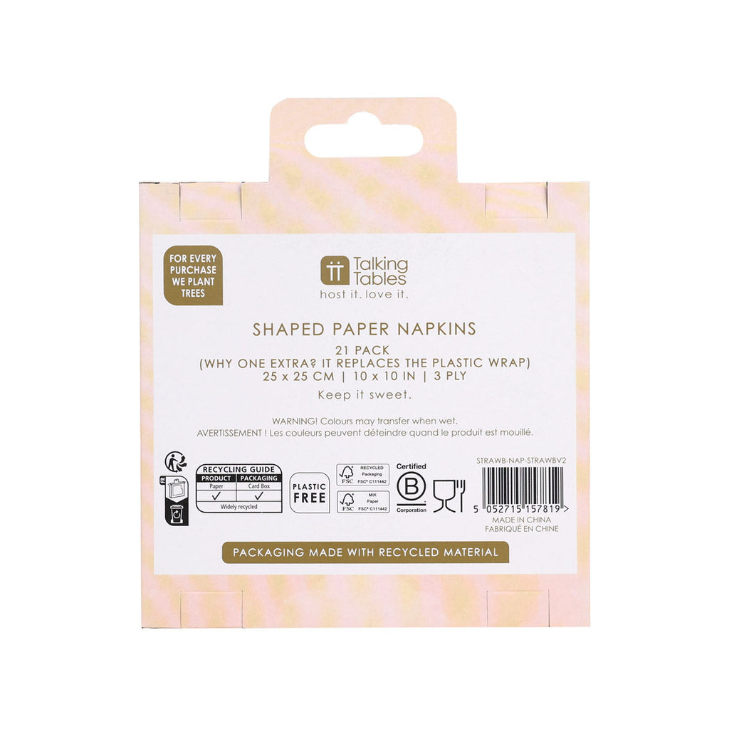 Servilletas de papel con forma de fresa Bon Appetit (paquete de 20)