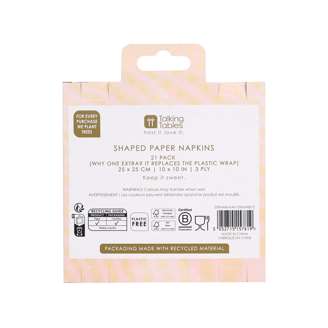 Servilletas de papel con forma de fresa Bon Appetit (paquete de 20)