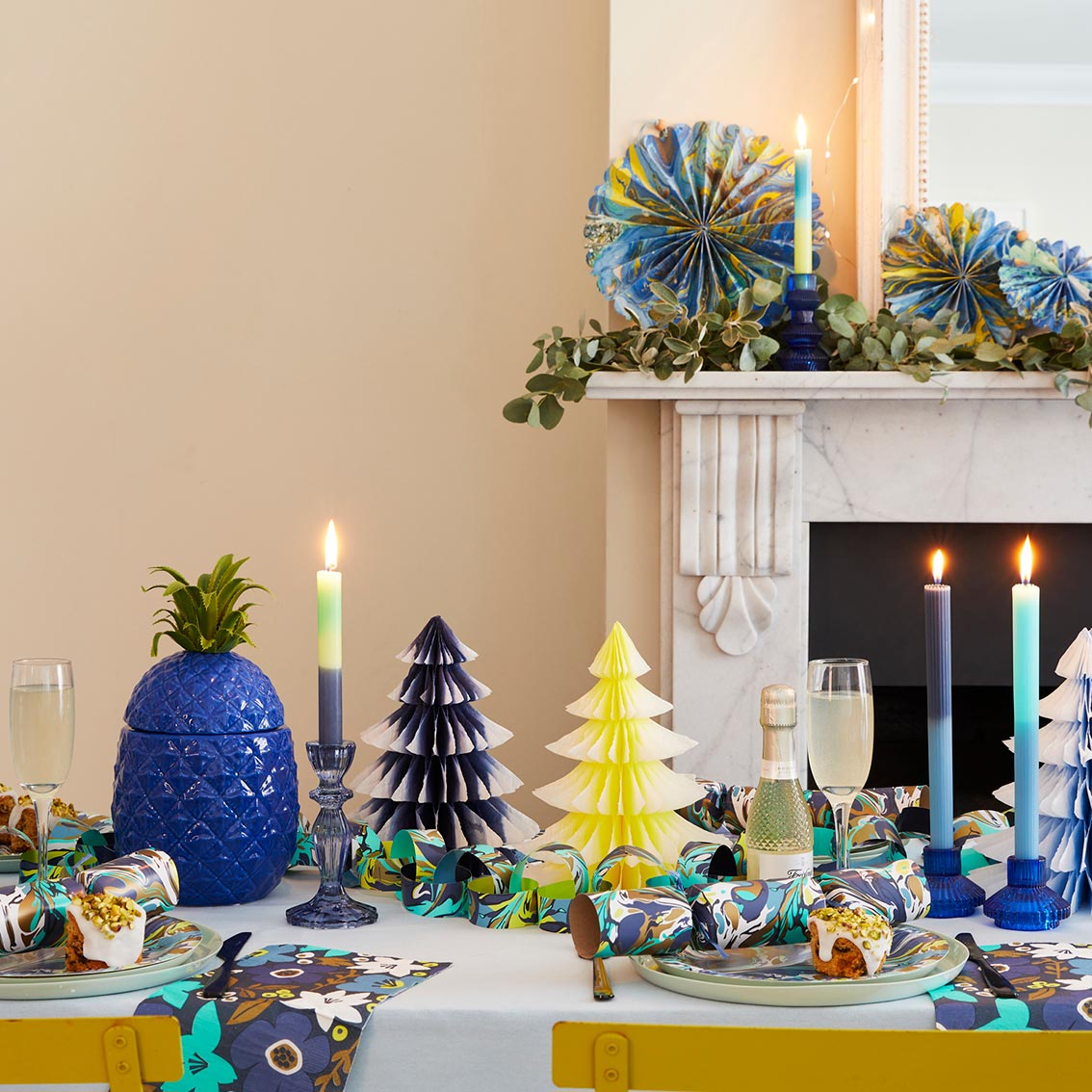 Velas de cena de 3 tonos azules - Paquete de 3